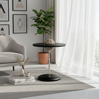 Round Curved MDF Stainless Steel End Table - Minimalist Small Accent Table For Living Room Lumendat