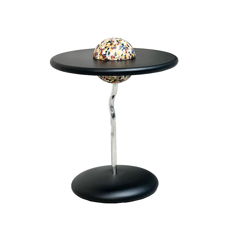 Round Curved MDF Stainless Steel End Table - Minimalist Small Accent Table For Living Room Lumendat