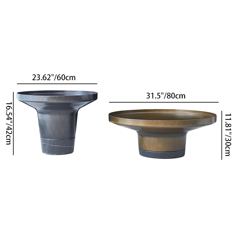 Round Sculptural Natural Marble Bronze Metal Coffee Table - Nordic Combination Accent Table For Living Room Lumendat