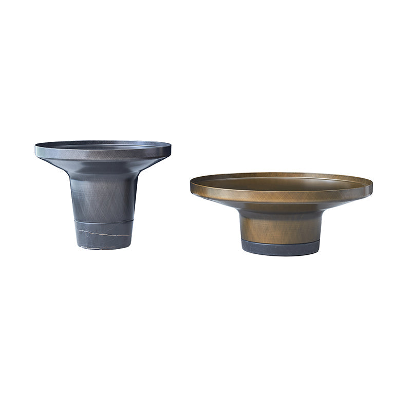 Round Sculptural Natural Marble Bronze Metal Coffee Table - Nordic Combination Accent Table For Living Room Lumendat