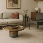 Round Sculptural Natural Marble Bronze Metal Coffee Table - Nordic Combination Accent Table For Living Room Lumendat