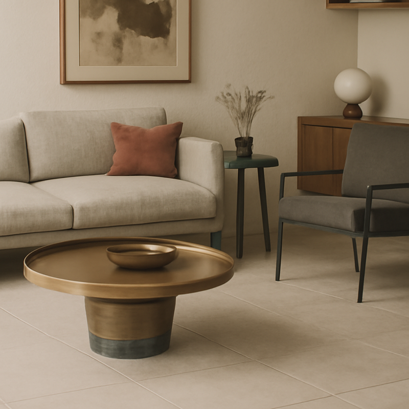 Round Sculptural Natural Marble Bronze Metal Coffee Table - Nordic Combination Accent Table For Living Room Lumendat