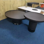 Round Sculptural Natural Marble Bronze Metal Coffee Table - Nordic Combination Accent Table For Living Room Lumendat