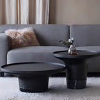 Round Sculptural Natural Marble Bronze Metal Coffee Table - Nordic Combination Accent Table For Living Room Lumendat