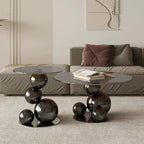 Black Titanium Stainless Steel Sphere Coffee Table - Minimalist Sculptural Round Coffee Table For Living Room Lumendat