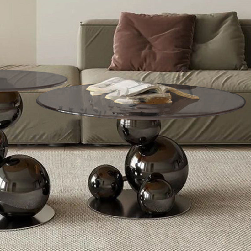 Black Titanium Stainless Steel Sphere Coffee Table - Minimalist Sculptural Round Coffee Table For Living Room Lumendat
