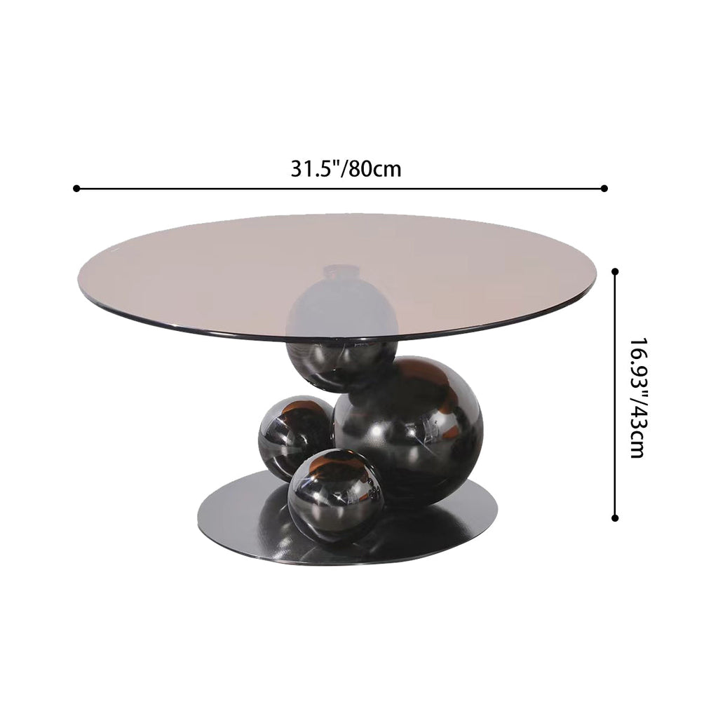 Black Titanium Stainless Steel Sphere Coffee Table - Minimalist Sculptural Round Coffee Table For Living Room Lumendat