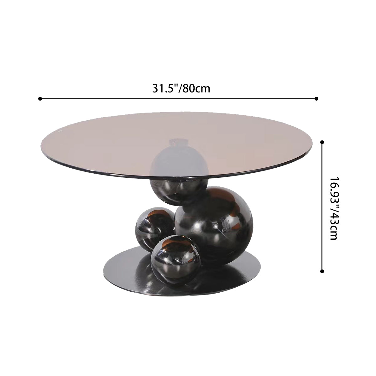 Black Titanium Stainless Steel Sphere Coffee Table - Minimalist Sculptural Round Coffee Table For Living Room Lumendat