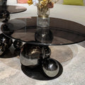 Black Titanium Stainless Steel Sphere Coffee Table - Minimalist Sculptural Round Coffee Table For Living Room Lumendat