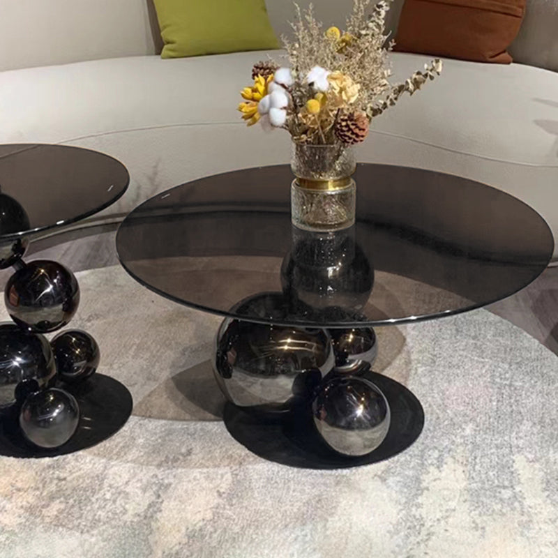 Black Titanium Stainless Steel Sphere Coffee Table - Minimalist Sculptural Round Coffee Table For Living Room Lumendat