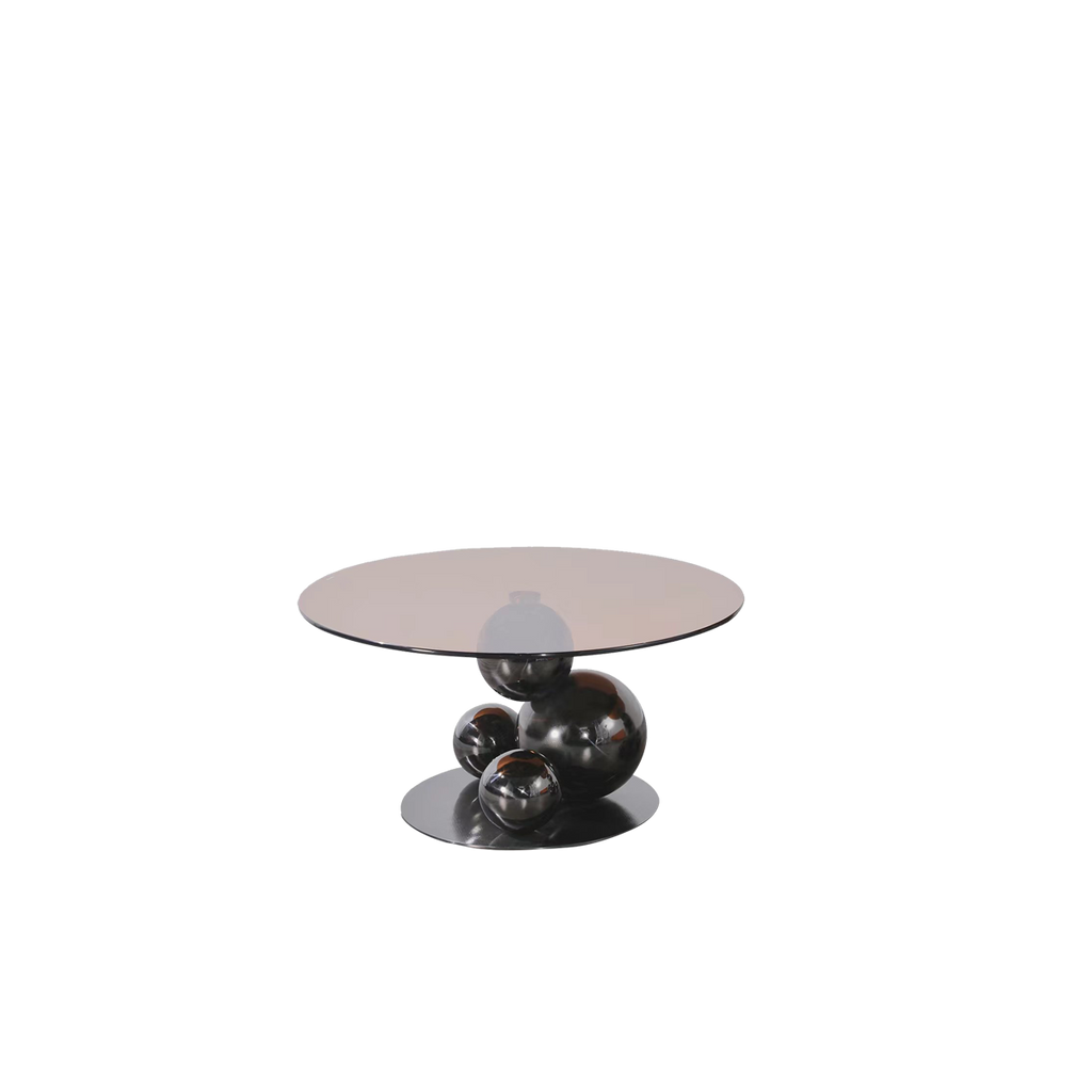Black Titanium Stainless Steel Sphere Coffee Table - Minimalist Sculptural Round Coffee Table For Living Room Lumendat