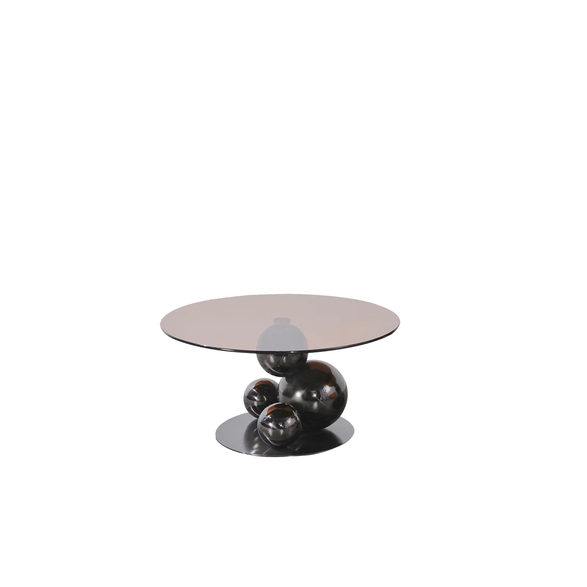 Black Titanium Stainless Steel Sphere Coffee Table - Minimalist Sculptural Round Coffee Table For Living Room Lumendat