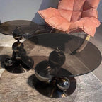 Black Titanium Stainless Steel Sphere Coffee Table - Minimalist Sculptural Round Coffee Table For Living Room Lumendat