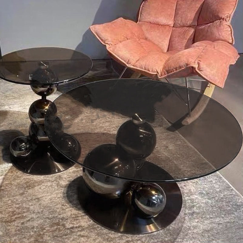 Black Titanium Stainless Steel Sphere Coffee Table - Minimalist Sculptural Round Coffee Table For Living Room Lumendat
