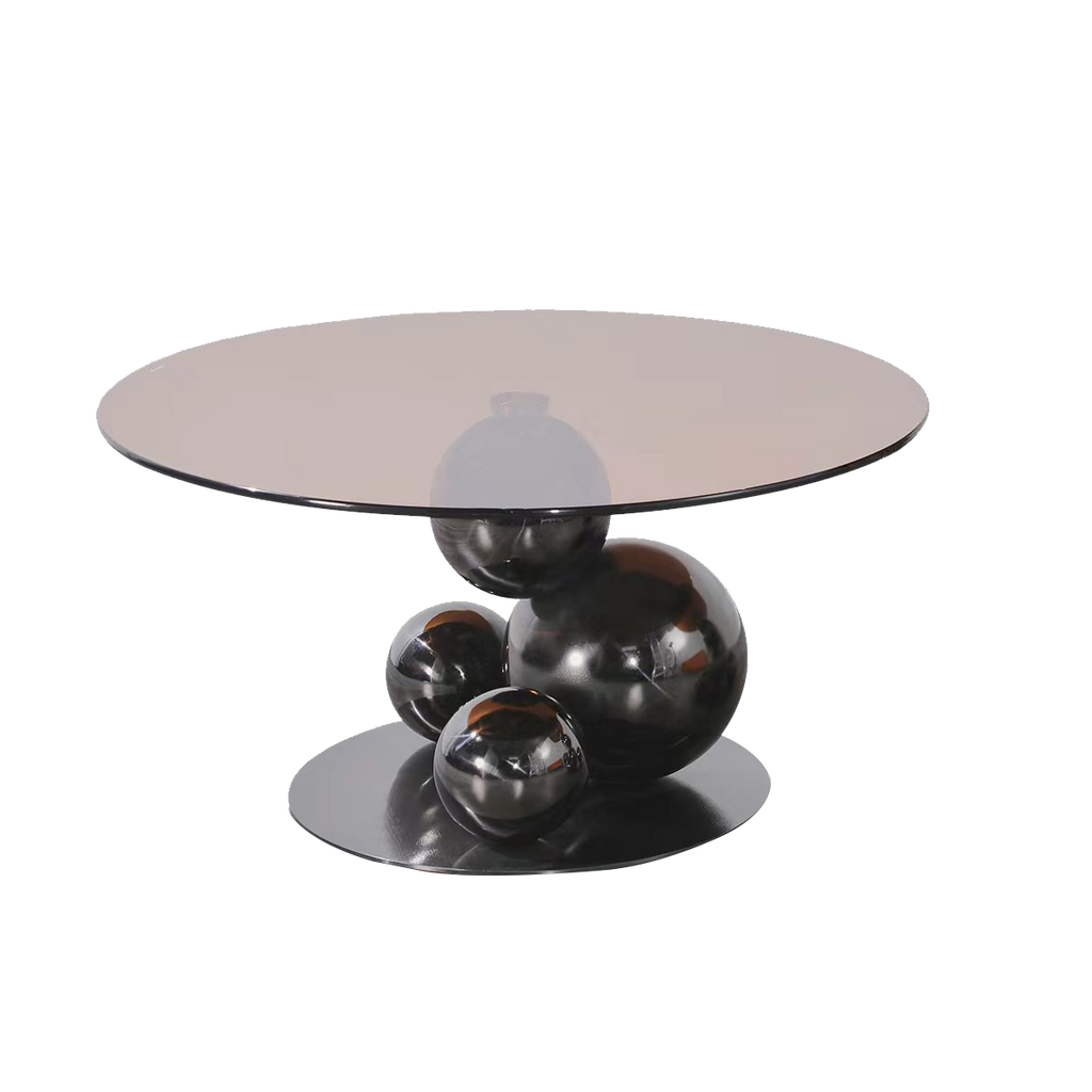Black Titanium Stainless Steel Sphere Coffee Table - Minimalist Sculptural Round Coffee Table For Living Room Lumendat