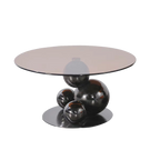 Black Titanium Stainless Steel Sphere Coffee Table - Minimalist Sculptural Round Coffee Table For Living Room Lumendat