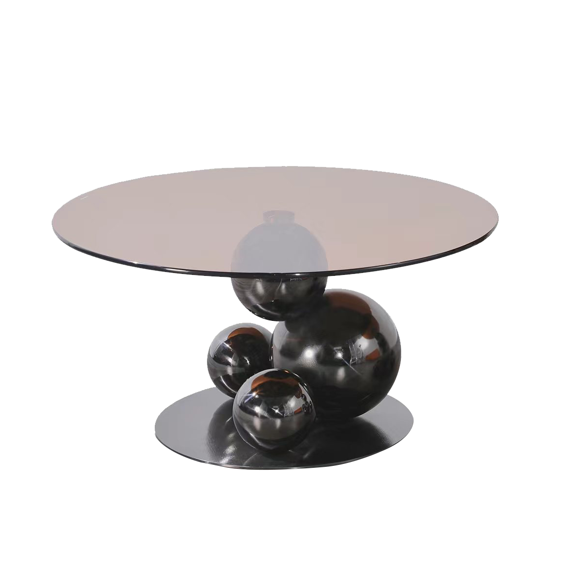 Black Titanium Stainless Steel Sphere Coffee Table - Minimalist Sculptural Round Coffee Table For Living Room Lumendat