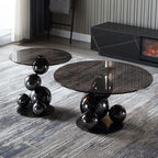 Black Titanium Stainless Steel Sphere Coffee Table - Minimalist Sculptural Round Coffee Table For Living Room Lumendat