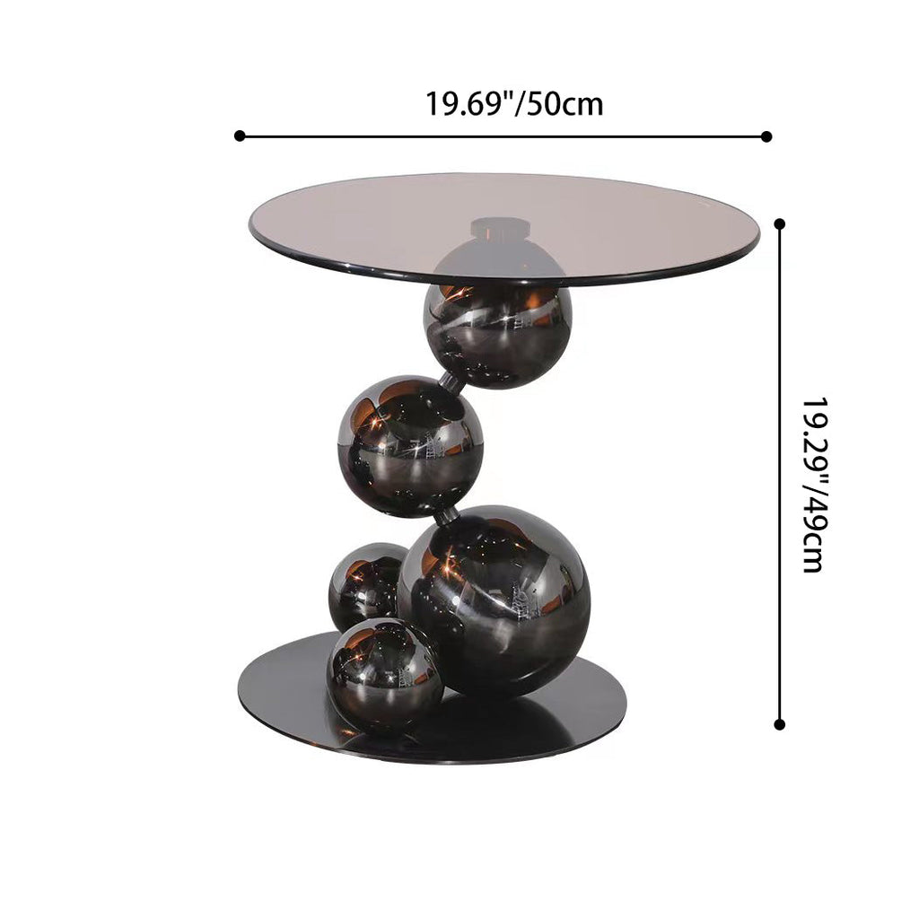 Stainless Steel Black Titanium Sphere Side Table - Creative Geometric Design Round Coffee Table For Living Room Lumendat