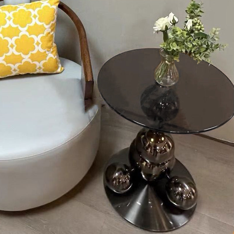 Stainless Steel Black Titanium Sphere Side Table - Creative Geometric Design Round Coffee Table For Living Room Lumendat