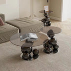 Stainless Steel Black Titanium Sphere Side Table - Creative Geometric Design Round Coffee Table For Living Room Lumendat