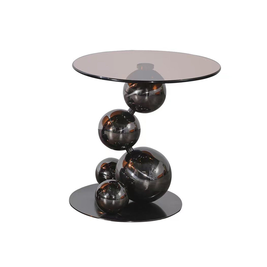 Stainless Steel Black Titanium Sphere Side Table - Creative Geometric Design Round Coffee Table For Living Room Lumendat