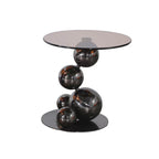 Stainless Steel Black Titanium Sphere Side Table - Creative Geometric Design Round Coffee Table For Living Room Lumendat
