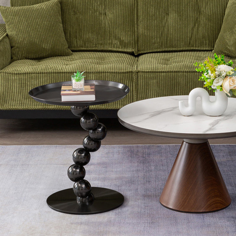 Sturdy Black Titanium Stainless Steel Sculptural Sphere Side Table - Industrial Sculptural Geometric Round Coffee Table For Living Room Lumendat
