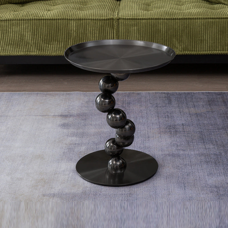Sturdy Black Titanium Stainless Steel Sculptural Sphere Side Table - Industrial Sculptural Geometric Round Coffee Table For Living Room Lumendat