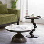 Sturdy Black Titanium Stainless Steel Sculptural Sphere Side Table - Industrial Sculptural Geometric Round Coffee Table For Living Room Lumendat