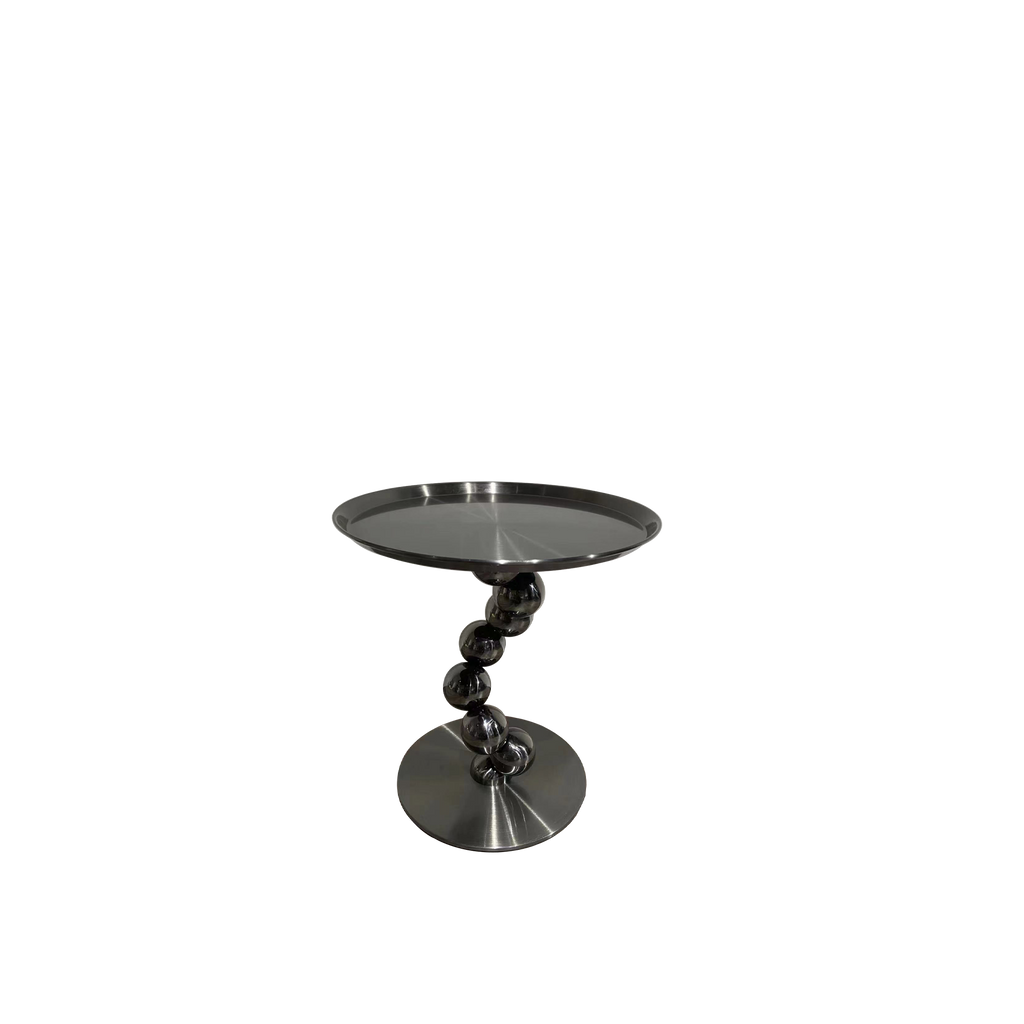 Sturdy Black Titanium Stainless Steel Sculptural Sphere Side Table - Industrial Sculptural Geometric Round Coffee Table For Living Room Lumendat