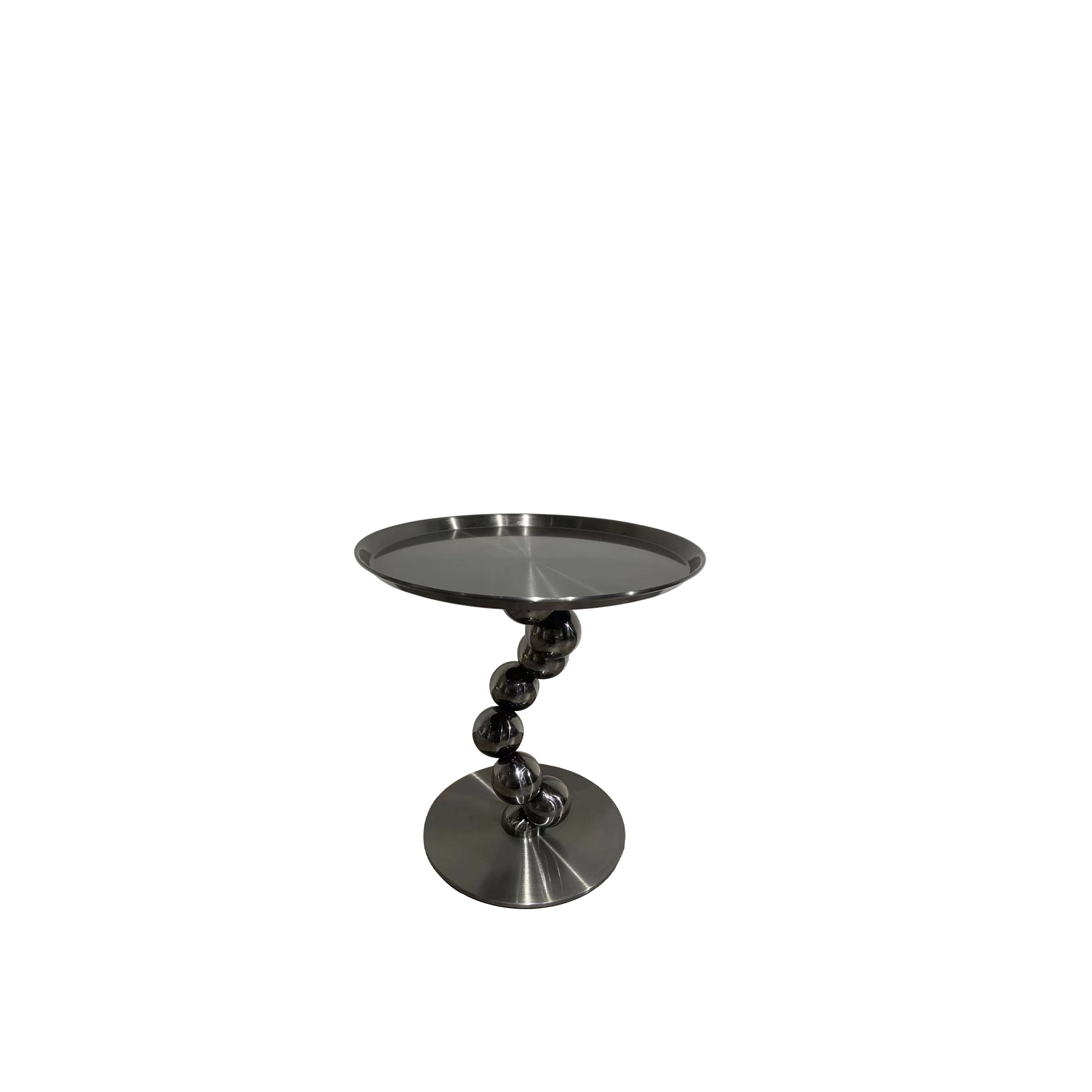 Sturdy Black Titanium Stainless Steel Sculptural Sphere Side Table - Industrial Sculptural Geometric Round Coffee Table For Living Room Lumendat
