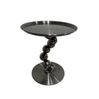 Sturdy Black Titanium Stainless Steel Sculptural Sphere Side Table - Industrial Sculptural Geometric Round Coffee Table For Living Room Lumendat