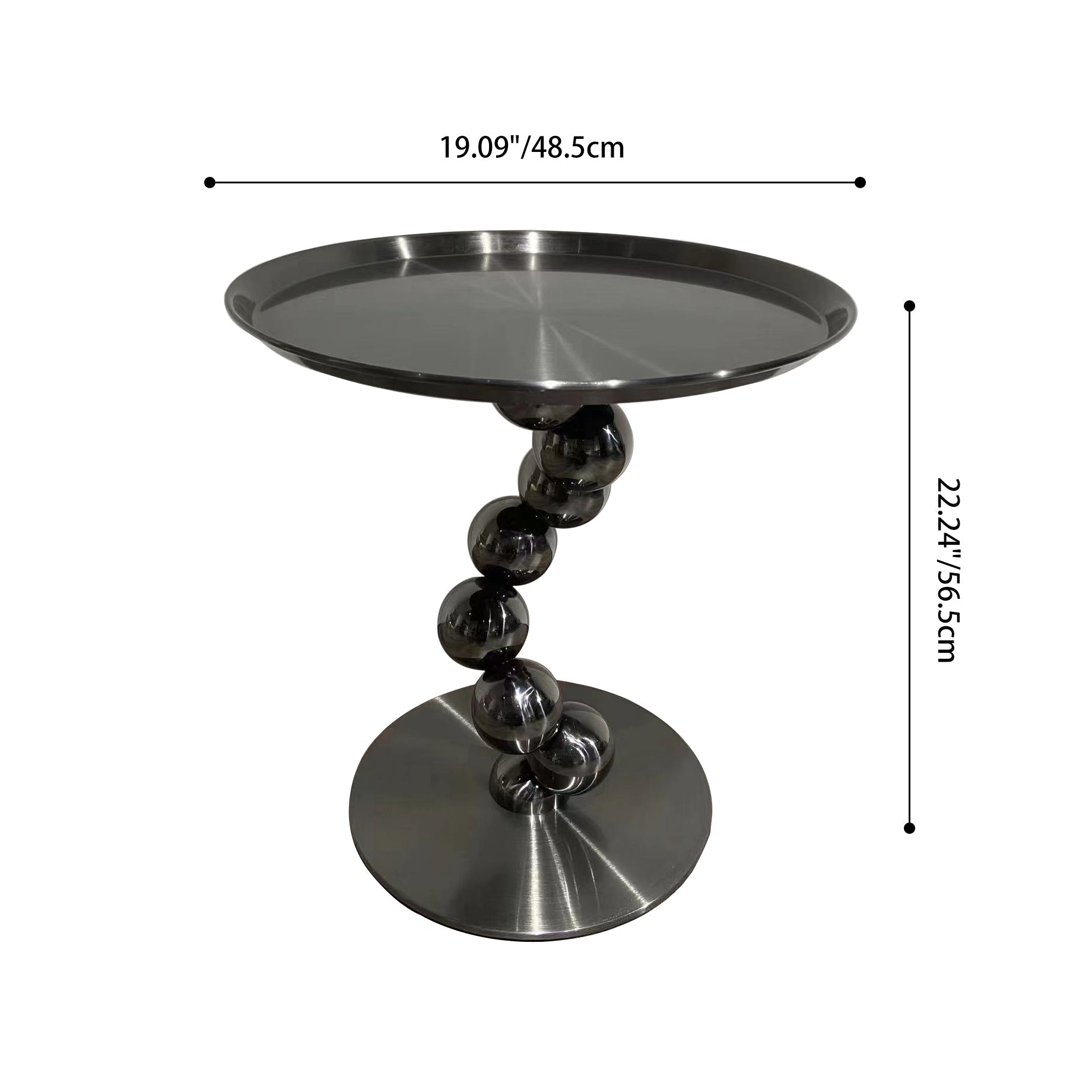 Sturdy Black Titanium Stainless Steel Sculptural Sphere Side Table - Industrial Sculptural Geometric Round Coffee Table For Living Room Lumendat