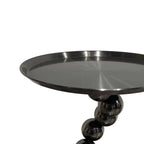 Sturdy Black Titanium Stainless Steel Sculptural Sphere Side Table - Industrial Sculptural Geometric Round Coffee Table For Living Room Lumendat