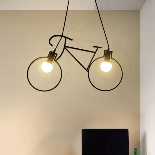 Lumendat Contemporary Creative Bicycle Shape Iron 2-Light Kids Chandelier For Living Room & Bedroom Lumendat