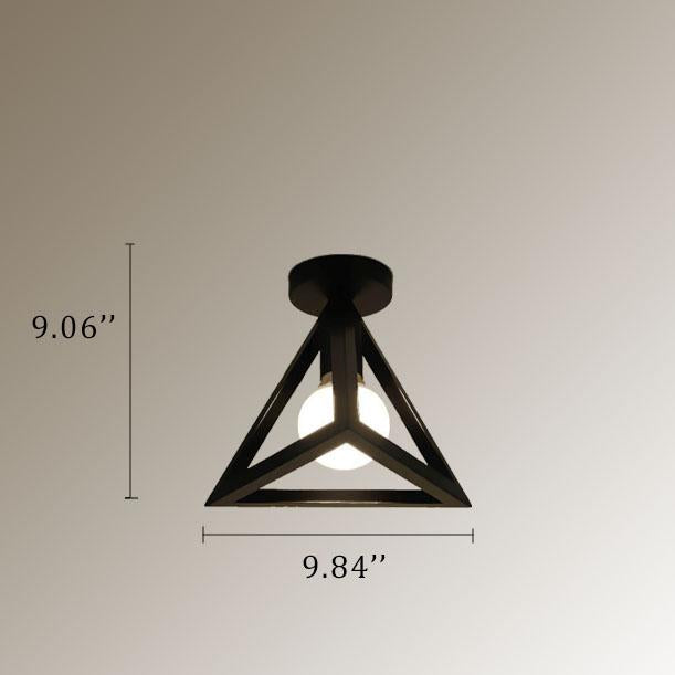 Wrought Iron 1-light Triangles Shade Semi-flush Mount Lighting