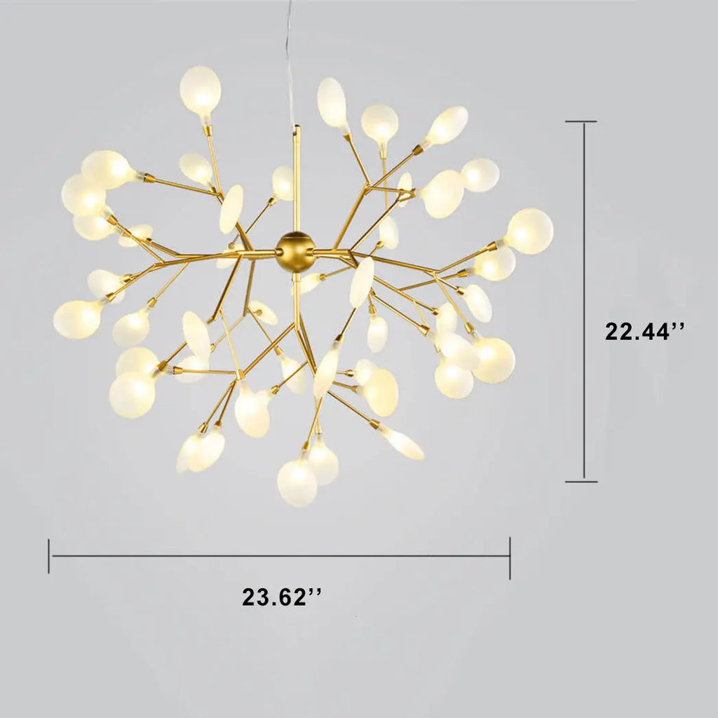 Modern LED Firefly Branch Chandelier – 27 or 36 Lights, Gold & Black Lumendat
