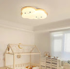 Lumendat Contemporary Creative Woodgrain Cartoon Octopus Moon Acrylic LED Kids Flush Mount Ceiling Light For Living Room Lumendat
