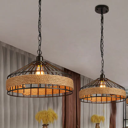 Sisal Rope 1-Light Dome Pendant Light