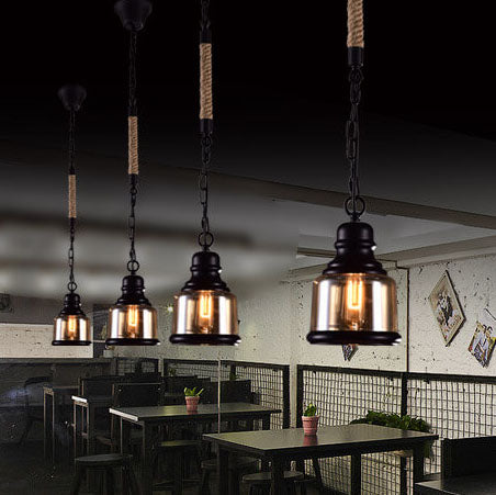 Retro Cylinder Glass Dome 1-light Pendant Light BulbSquare