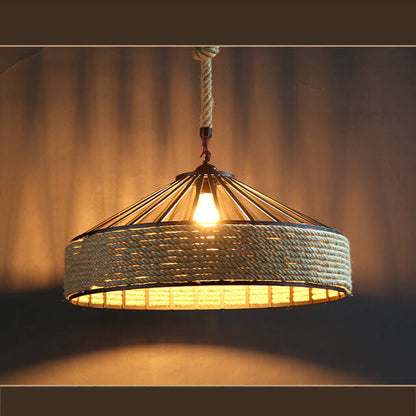 Sisal Rope 1-Light Dome Pendant Light