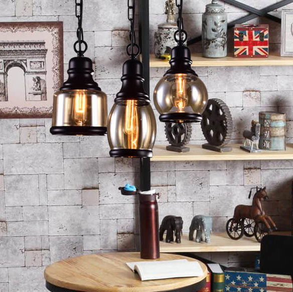 Retro Cylinder Glass Dome 1-light Pendant Light BulbSquare