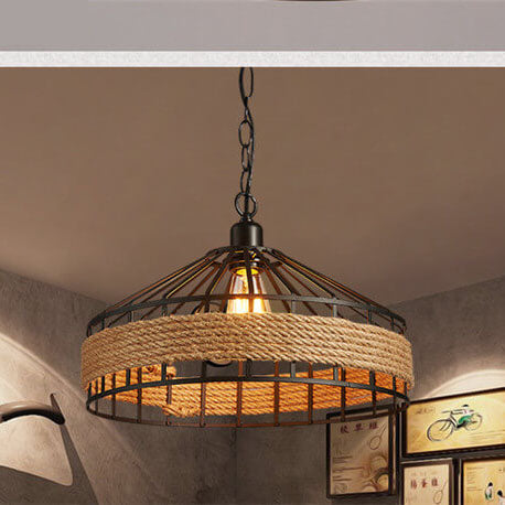 Sisal Rope 1-Light Dome Pendant Light