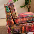 Abstract Watercolor Pattern Polyester Birch Wood Accent Chair - Creative Artistic Lounge Chair for Living Room Lumendat