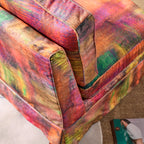 Abstract Watercolor Pattern Polyester Birch Wood Accent Chair - Creative Artistic Lounge Chair for Living Room Lumendat