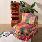 Abstract Watercolor Pattern Polyester Birch Wood Accent Chair - Creative Artistic Lounge Chair for Living Room Lumendat