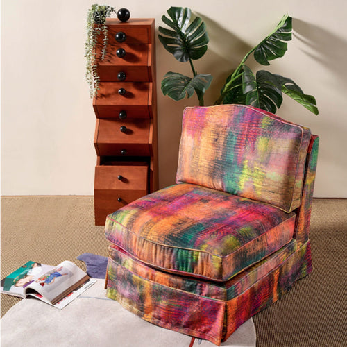 Abstract Watercolor Pattern Polyester Birch Wood Accent Chair - Creative Artistic Lounge Chair for Living Room Lumendat