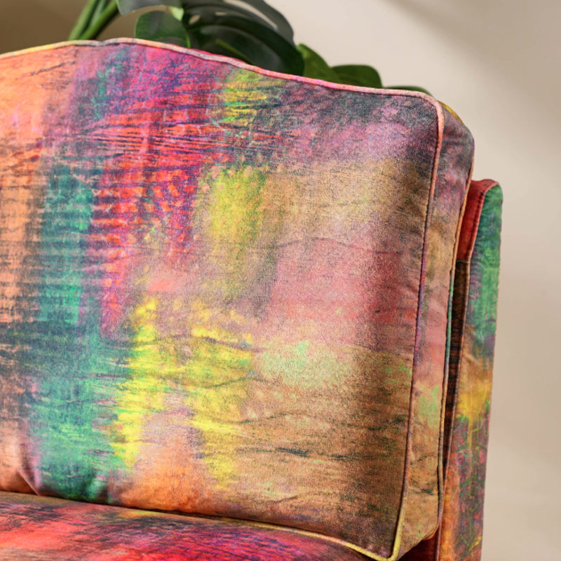 Abstract Watercolor Pattern Polyester Birch Wood Accent Chair - Creative Artistic Lounge Chair for Living Room Lumendat