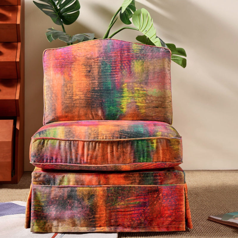 Abstract Watercolor Pattern Polyester Birch Wood Accent Chair - Creative Artistic Lounge Chair for Living Room Lumendat